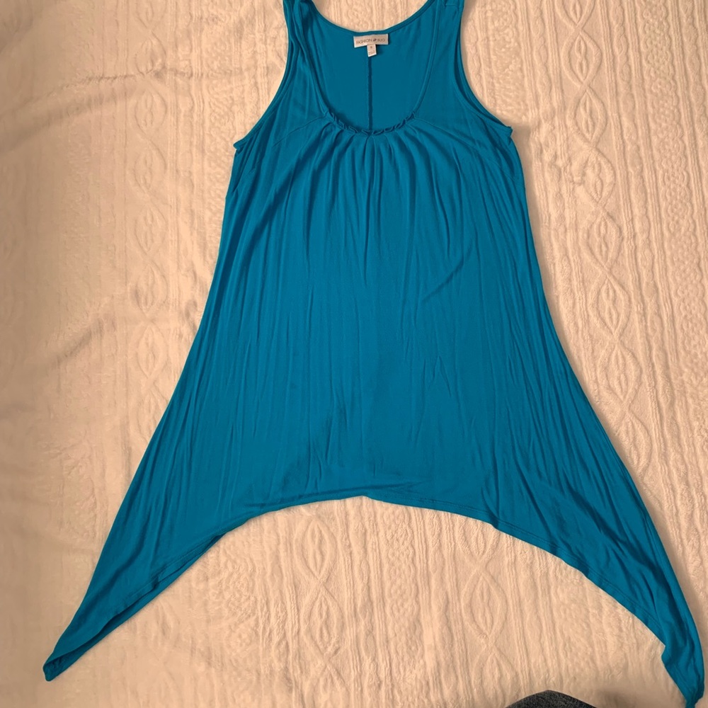 Fashion Bug size small shark bite blue tunic - Picture 2 of 5